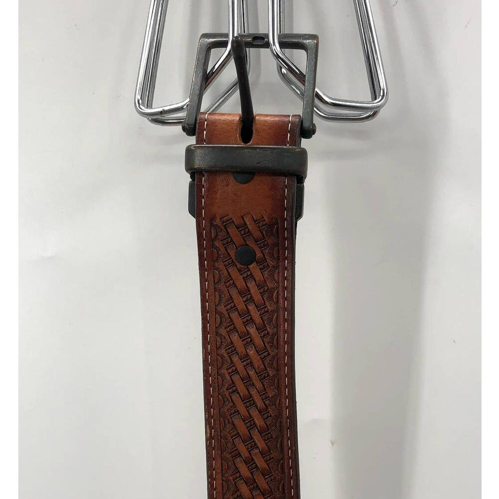 Double S Belt Collection SS Woven Brown Leather Belt 50/125 Big Tall